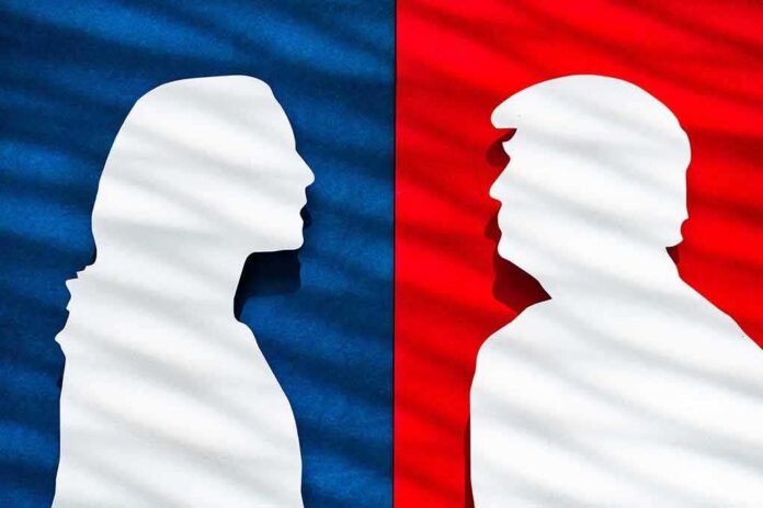 2509718761 featured image Two white silhouettes facing each other, divided background.
