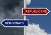 Two directional signs: Republicans and Democrats