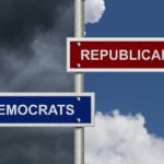 Two directional signs: Republicans and Democrats