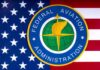 Federal Aviation Administration logo on U.S. flag.