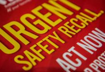 Urgent safety recall sign