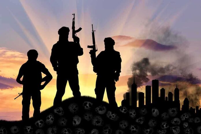 340068851 featured image Three armed silhouettes with city skyline at sunrise