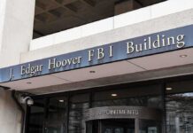J Edgar Hoover FBI Building entrance sign