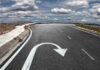 Curved road with a U turn arrow marking