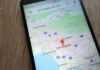 Smartphone displaying map of Los Angeles