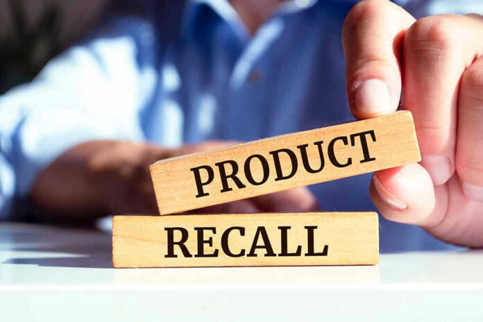 Wooden blocks with Product Recall text.