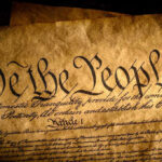 Close-up of the U.S. Constitutions preamble.