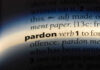 The word pardon highlighted in a dictionary.