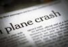 Newspaper headline about a plane crash story