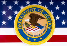 DOJ Purge Hits Immigration Judges Department of Justice seal on American flag background.
