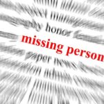 Text graphic highlighting missing person in red among blurred words