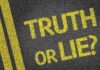 Yellow text on a black surface asking Truth or Lie