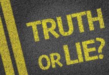 Yellow text on a black surface asking Truth or Lie