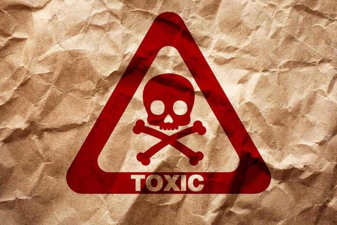 A warning sign featuring a skull and crossbones with the word TOXIC