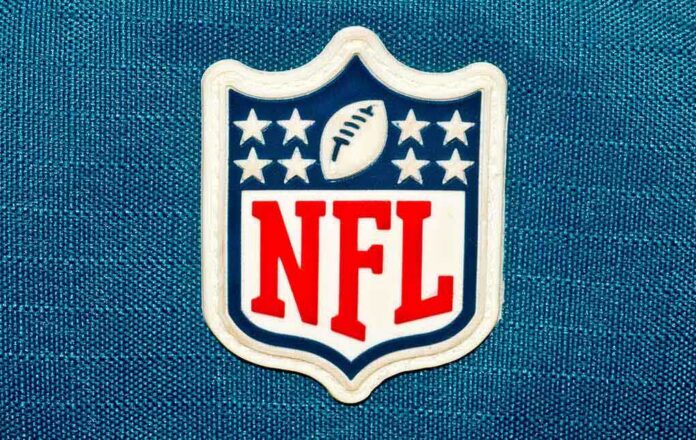 NFL logo patch on a blue background
