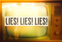 LA Mayor Caught LYING—Viral Confrontation Erupts A vintage television displaying the repeated phrase 'LIES LIES LIES'