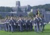 Military cadets marching in formation at West Point