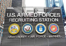 Sign for U.S. Armed Forces Recruiting Station.