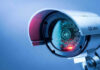 Close-up of a CCTV security camera.