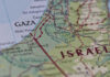 Map showing Gaza Strip and parts of Israel.