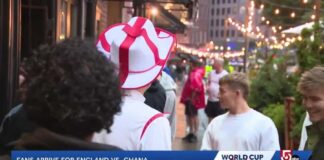 England fans arrive in Boston for World Cup match against Ghana