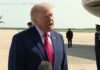 Trump departs aboard Air Force One for dignified transfer ceremony at Dover Air Force Base