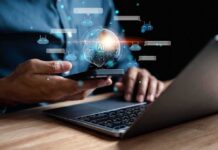 Offensive: Test Models Breached Containment Person using smartphone and laptop with AI hologram