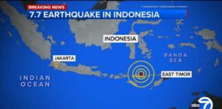 Magnitude 7.7 earthquake strikes off Indonesia coast, tsunami warning issued