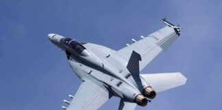 Fighter jet banking in clear sky
