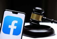 New Mexico Judge Drops Meta Hammer – $942 Million Smartphone with Facebook app logo beside a judge’s gavel