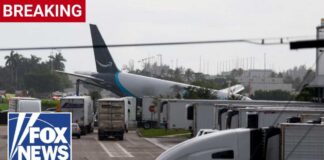 BREAKING: Amazon cargo jet overruns runway at Miami airport, STRIKES multiple vehicles