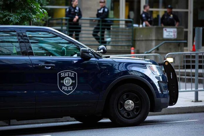 shutterstock_1756096925 Seattle Police SUV parked on a city street