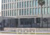 Trump’s Iran Policy Faces Saudi Pushback Embassy building behind tall black security fence
