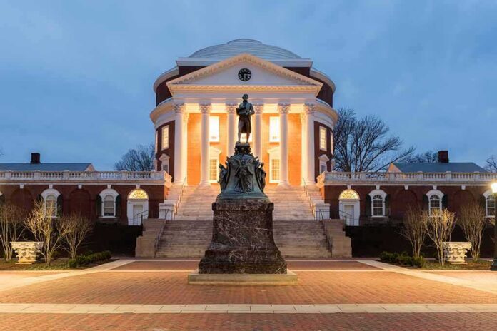 shutterstock_634562399 Statue before a neoclassical rotunda at dusk
