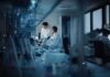 New Discovery May Help Vision Research Scientists working in a dim laboratory
